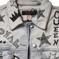 Light Blue Graffiti Button Down Denim Jacket