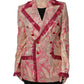 Pink Gold Jacquard Nylon Coat Blazer Jacket