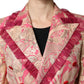 Pink Gold Jacquard Nylon Coat Blazer Jacket