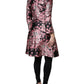 Pink Black Floral Brocade Trenchcoat Jacket