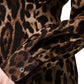 Brown Leopard Silk Button Down Coat Jacket