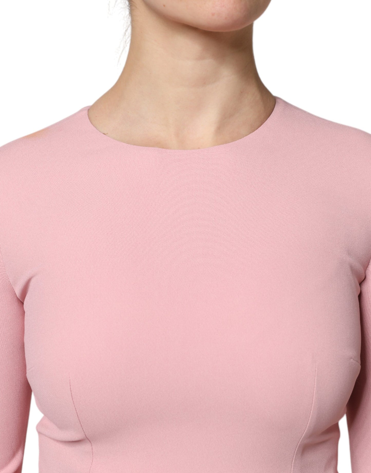 Pink A-line Flare Viscose 3/4 Sleeves Dress