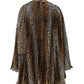 Brown Leopard Print Scarf Collared Chiffon Dress