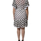 White Polka Dotted Silk Blend A-line Dress