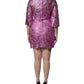 Metallic Fuchsia Floral Sheath Mini Dress