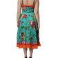 Multicolor Printed Silk Sleeveless Midi Dress