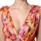 Multicolor Floral Silk V-neck Chiffon Dress