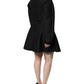 Black Cotton Long Sleeves A-line Mini Dress
