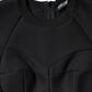 Black Cotton Long Sleeves A-line Mini Dress