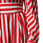 White Red Stripes Long Sleeves Midi Dress