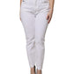 White Cotton Mid Waist Skinny Denim Jeans