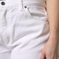 White Cotton Mid Waist Skinny Denim Jeans