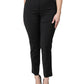 Black Polyester High Waist Slim Pants