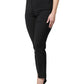 Black Polyester High Waist Slim Pants