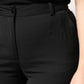 Black Polyester High Waist Slim Pants