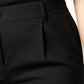 Black Wool High Waist Boot Cut Dress Pants