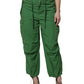 Green Cotton High Waist Cargo Pants