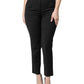 Black Polyester High Waist Slim Pants