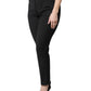 Black Polyester High Waist Slim Pants