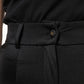 Black Nylon High Waist Slim Fit Pants