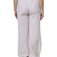 White Wool Mid Waist Wide Leg Pants