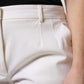 White Wool Mid Waist Wide Leg Pants