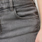 Gray Cotton Stretch Mid Waist Denim Mini Skirt