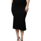 Black Mermaid Cut High Waist Midi Skirt