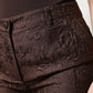 Brown Floral Brocade Mid Waist Mini Short