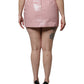 Glossy Pink Cotton High Waist Mini Skirt
