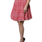 Red White High Waist A-line Above Knee Skirt