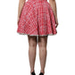 Red White High Waist A-line Above Knee Skirt