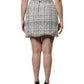 White Black High Waist Tartan Tweed Mini Skirt