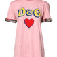 Pink Logo Print Cotton Crew Neck Tee T-shirt