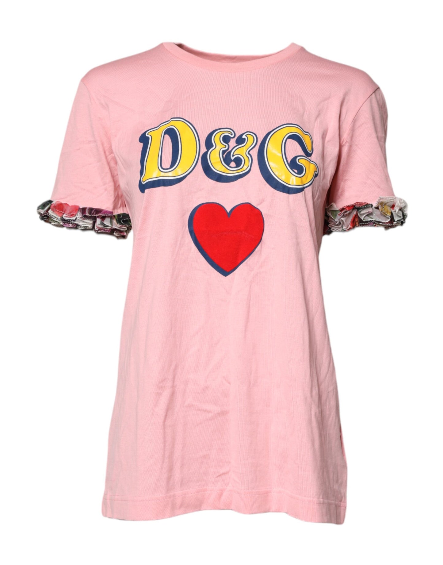 Pink Logo Print Cotton Crew Neck Tee T-shirt