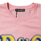 Pink Logo Print Cotton Crew Neck Tee T-shirt