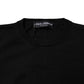 Black Wool Knit Crew Neck Pullover Sweater