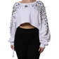 White Embellished Long Sleeve Cropped Sweater