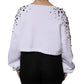White Embellished Long Sleeve Cropped Sweater