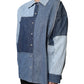 Blue Cotton Button Up Collared Long Sleeve Top