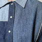 Blue Cotton Button Up Collared Long Sleeve Top
