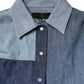 Blue Cotton Button Up Collared Long Sleeve Top