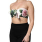 White Floral Print Cropped Bustier Corset Top