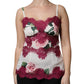 White Rose Print Satin Lace Tank Top Lingerie