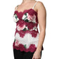 White Rose Print Satin Lace Tank Top Lingerie