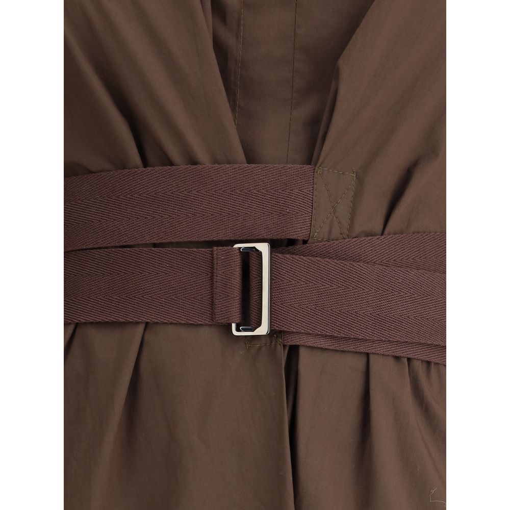 Brown Cotton Casual Dress