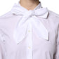 White Ascot Collar Long Sleeve Blouse Top