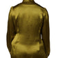 Olive Green Ascot Collar Long Sleeve Blouse Top