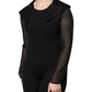 Black Silk Sheer Long Sleeves Blouse Top