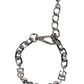 Silver Tone Chain Lobster Clasp Logo Gray Pearls Bracelet